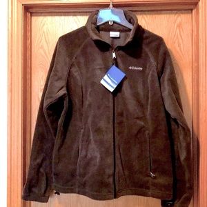 New Columbia Three Lakes Full Zip Fleece jacket XL Brown warm cozy with tags